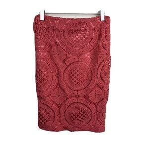 Lulu's Skirt M Women Pink Lace Pencil Lined Party Polyester Short Zip